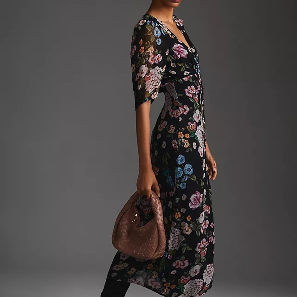 Maeve Puff-Sleeve Midi Dress | Anthropology